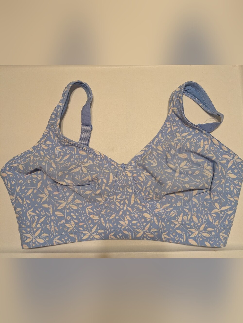 Woman Within Comfort Choice Light Blue Floral Wireless Bra